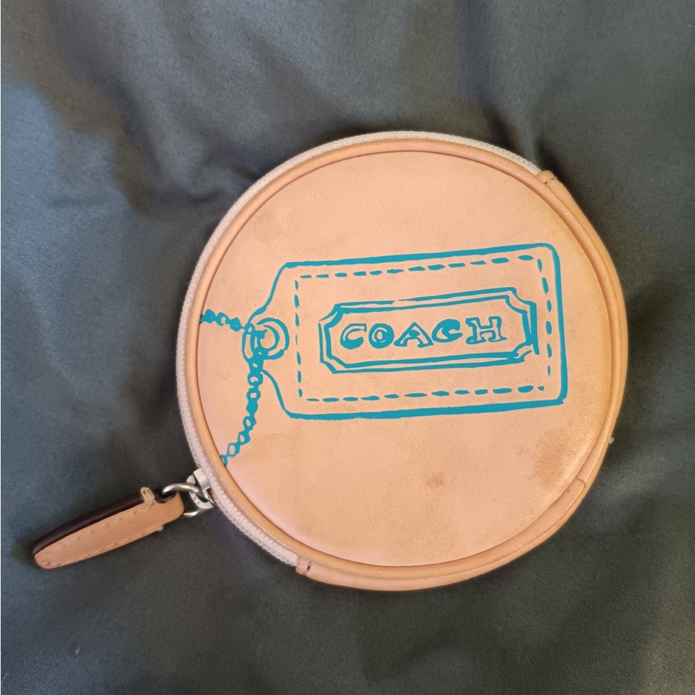Coach Beige Leather Coin Pouch